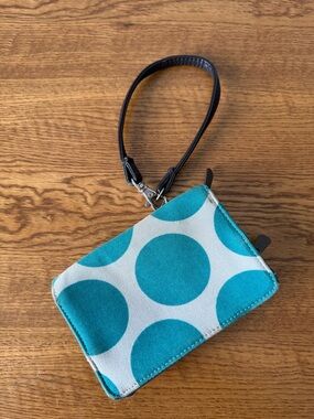 Thirty-one 31 Every-Day Wristlet Teal Mod Dot Wallet Wrist Strap